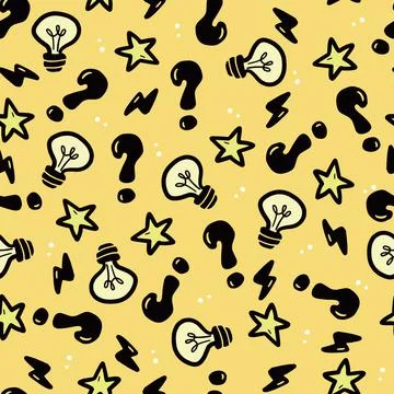 Hand drawn seamless pattern of brainstorm Stock Illustration