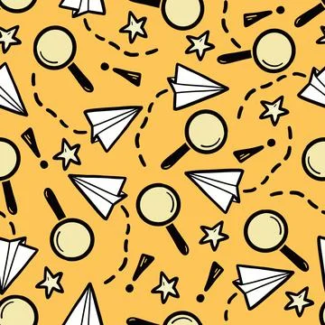 Hand drawn seamless pattern of brainstorm Stock Illustration