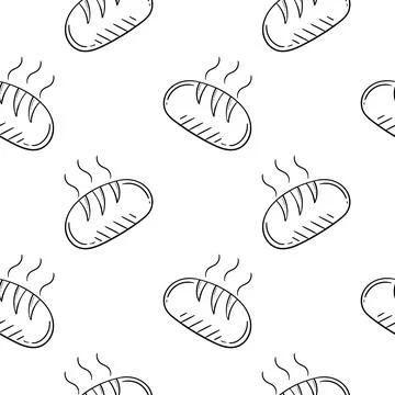 Hand drawn seamless pattern of bread Illustrazione stock
