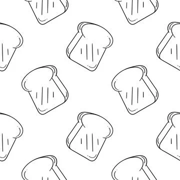 Hand drawn seamless pattern of bread 2 Stock Illustration