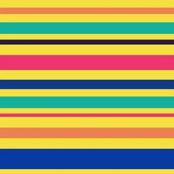 Hand drawn seamless pattern of bright yellow pink green stripes, summer vibrant Stock Illustration
