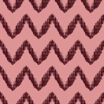 Hand drawn seamless pattern with burgundy maroon chevron print on pink Stock Illustration