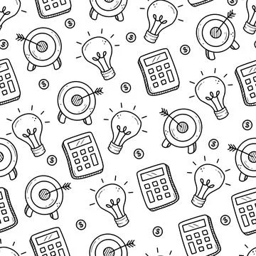 Hand drawn seamless pattern of business Stock Illustration