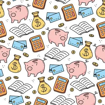 Hand drawn seamless pattern of business Stock Illustration