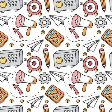Hand drawn seamless pattern of business Stock Illustration