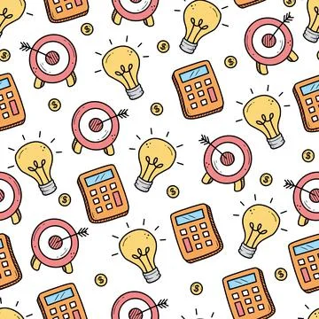 Hand drawn seamless pattern of business Stock Illustration