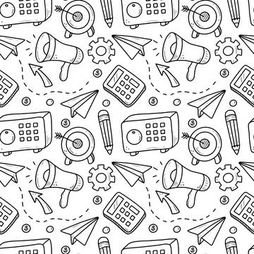 Hand drawn seamless pattern of business Stock Illustration