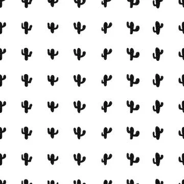 Hand drawn seamless pattern with cactus plant. Simple seamless cactus pattern Stock Illustration