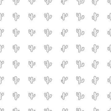 Hand drawn seamless pattern with cactus plant. Simple seamless cactus pattern Illustrazione stock