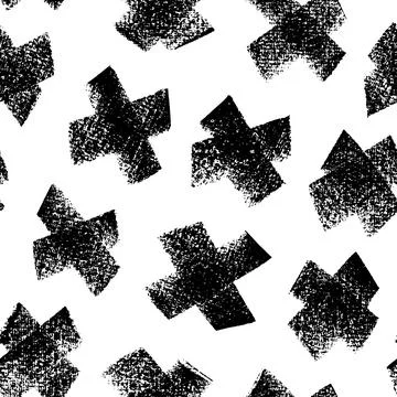 Hand drawn seamless pattern with charcoal crosses. Stock Illustration