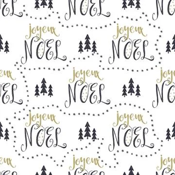 Hand drawn seamless pattern with Christmas type design elements. Lettering 스톡 일러스트
