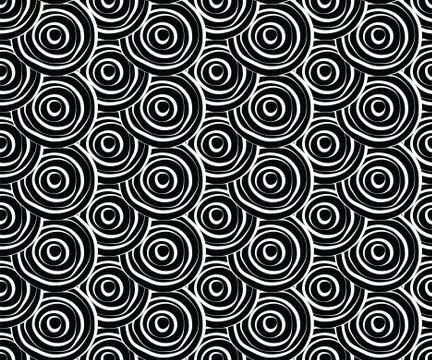 Hand drawn seamless pattern with circles in japanese style. Abstract geometry 스톡 일러스트