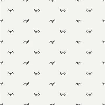Hand drawn seamless pattern with close eyes. Wrapping paper. Abstract vector Stock Illustration