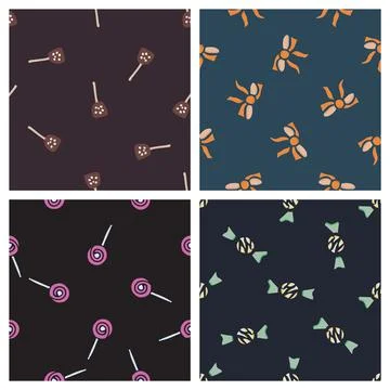 Hand drawn seamless pattern collection. Vector sweets textures Stockillustratie
