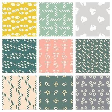 Hand drawn seamless pattern collection. Vector abstract textures Stock Illustration