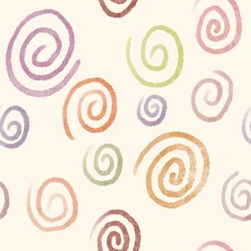 Hand drawn seamless pattern with colorful spirals. Stock Illustration