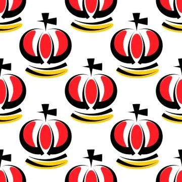 Hand drawn seamless pattern with crowns. Vector Illustrazione stock