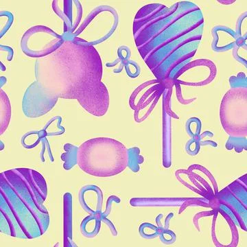 Hand drawn seamless pattern with cupcake pastry bakery baking food. Pastel blue Stock Illustration
