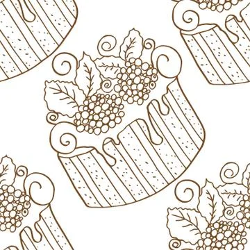 Hand drawn seamless pattern cupcakes. Stock Illustration