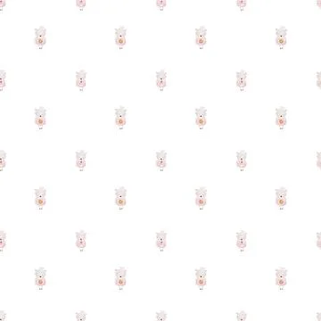 Hand-drawn seamless pattern with cute lambs and baked goods. cake on light Stock Illustration