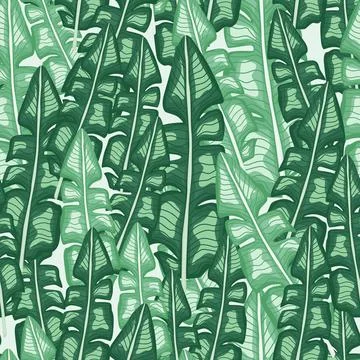 Hand drawn seamless pattern with decorative random banana palm leaves ornamen Stock Illustration