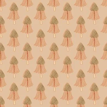 Hand drawn seamless pattern with different mushrooms. Nature repeated textile Stock Illustration