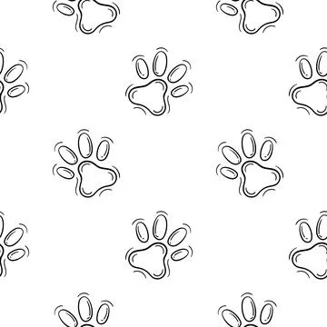 Hand drawn seamless pattern of dog footprints Stock Illustration