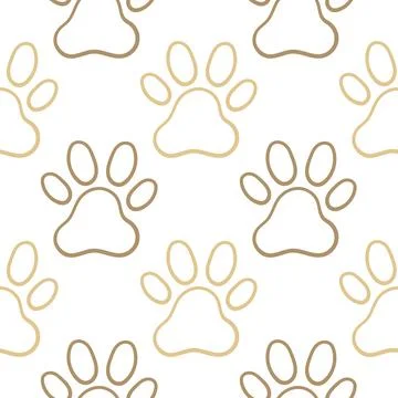 Hand drawn seamless pattern of dog footprints Stock Illustration