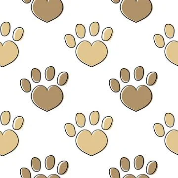 Hand drawn seamless pattern of dog footprintsre Stock Illustration