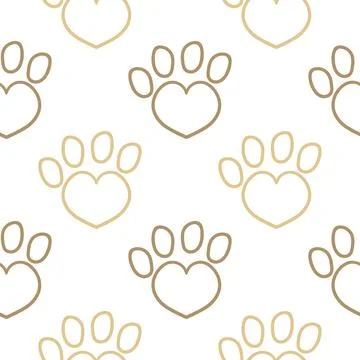 Hand drawn seamless pattern of dog footprints Stock Illustration