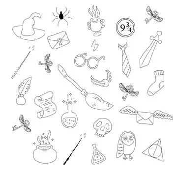 Hand drawn seamless pattern doodle magic. Stock Illustration