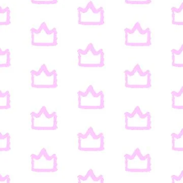 Hand drawn seamless pattern with doodle crowns. Stock Illustration