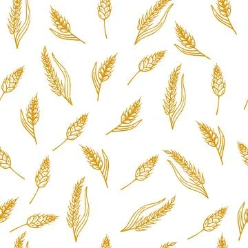 Hand drawn seamless pattern with ears of wheat Stock Illustration