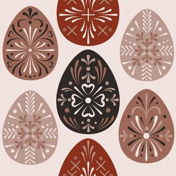 Hand drawn seamless pattern of easter eggs Stock Illustration