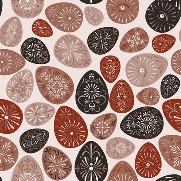 Hand drawn seamless pattern of easter eggs Illustrazione stock