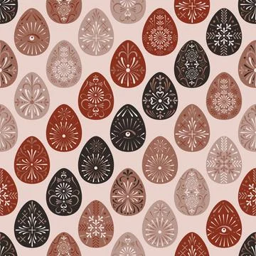 Hand drawn seamless pattern of easter eggs Stock Illustration