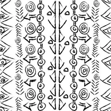 Hand drawn seamless pattern with ethnic geometrical motifs Stock Illustration