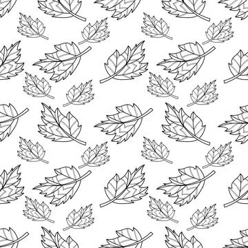 Hand drawn seamless pattern of falling leaves Stock Illustration