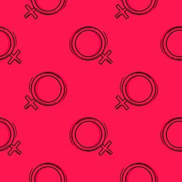 Hand drawn seamless pattern female gender symbol Stock Illustration