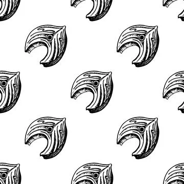 Hand drawn seamless pattern of fish steak. Stock Illustration