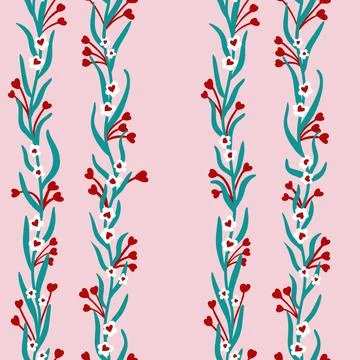 Hand drawn seamless pattern in flower floral st Valentine day style. Elegant Ilustração Stock