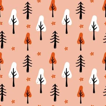 Hand drawn seamless pattern of forest Illustrazione stock