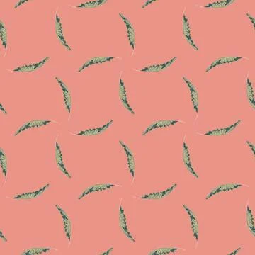 Hand drawn seamless pattern with geometric style little grey palm foliage pri Stock Illustration