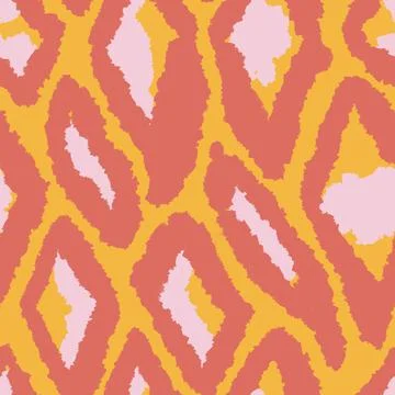 Hand drawn seamless pattern with geometric abstract shapes in red orange yellow Stock Illustration