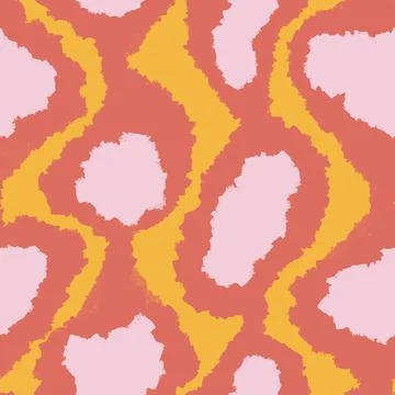 Hand drawn seamless pattern with geometric abstract shapes in red orange yellow Stock Illustration