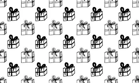 Hand drawn seamless pattern with gift boxes Stock Illustration