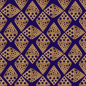 Hand drawn seamless pattern. Gold ethnic ornament, abstract geometric background Stock Illustration
