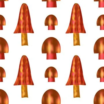 Hand drawn seamless pattern with gold shining autumn mushrooms Stock Illustration