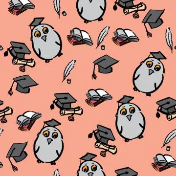 Hand drawn seamless pattern of graduation day - vector Illustration Illustrazione stock