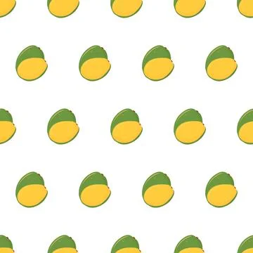 Hand drawn seamless pattern with half and whole mango fruit for wallpaper design Stock Illustration